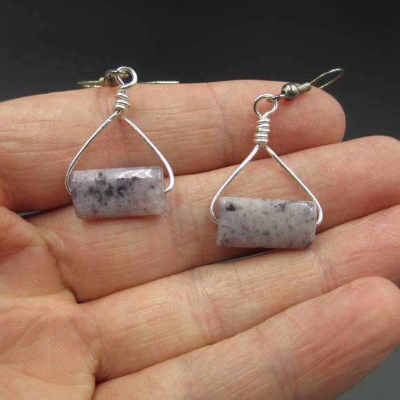 Vintage Handmade Genuine Purple Stone Earrings - Picture 2 of 3